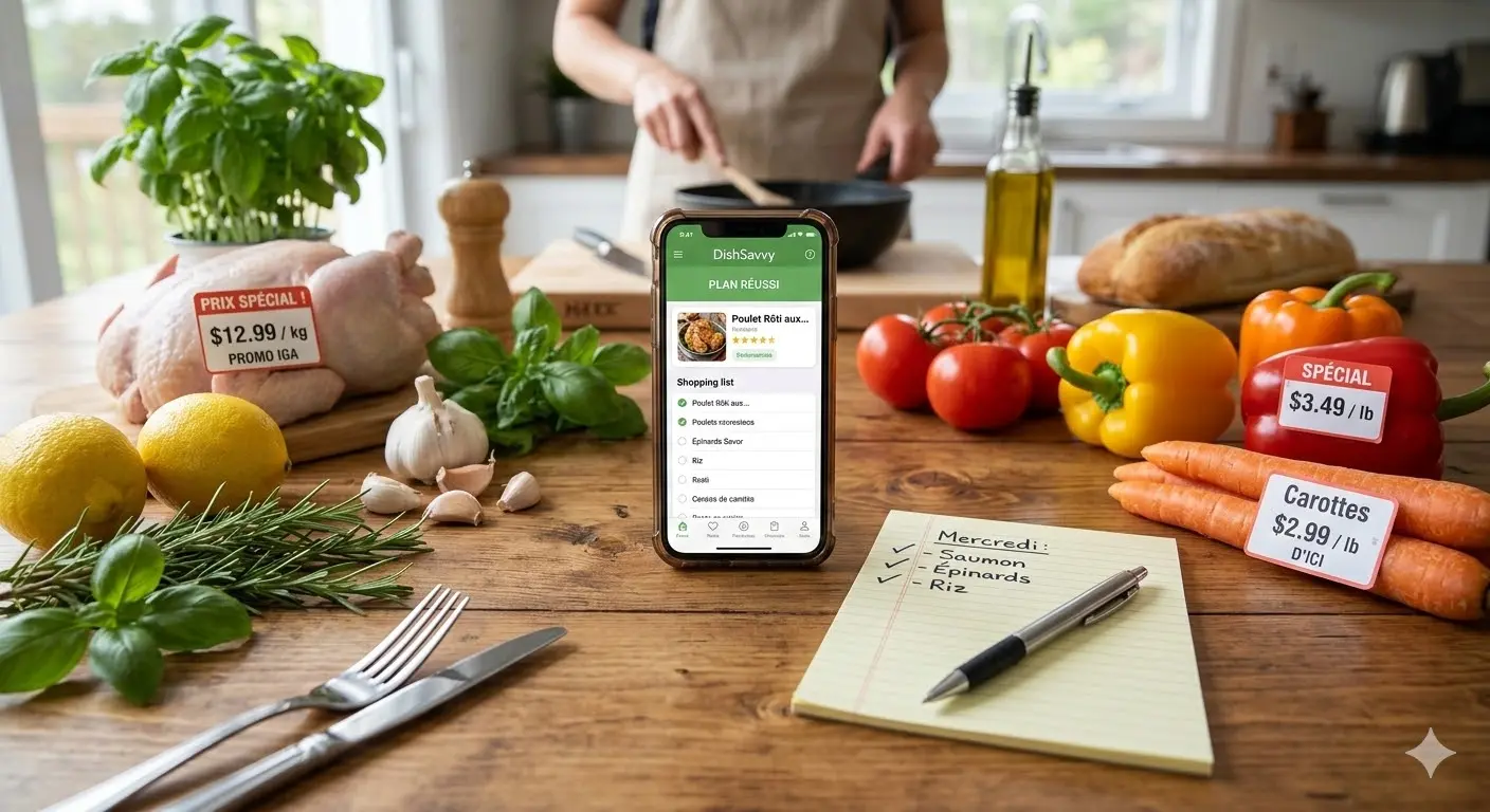 DishSavvy — planification de repas avec les spéciaux locaux de vos épiceries québécoises